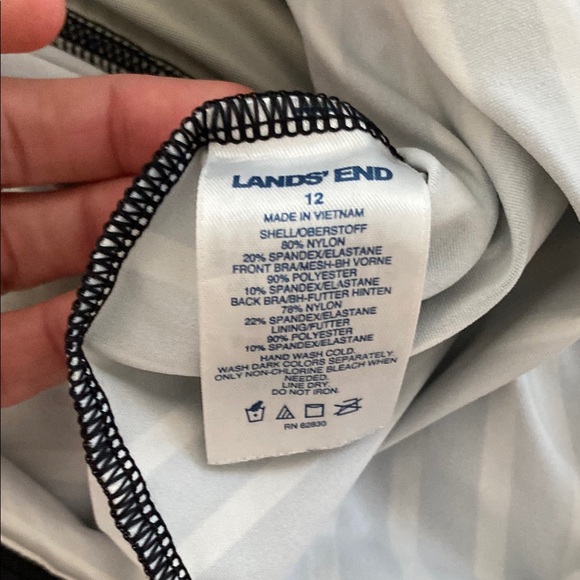 Black and White Swim Striped Halter Tankini Top - Picture 4 of 4